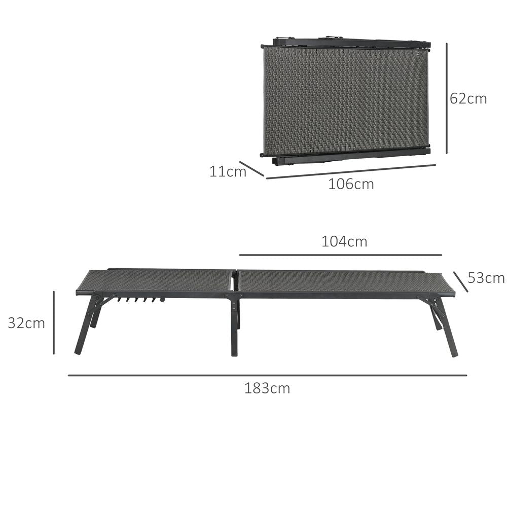 Outsunny Foldable PE Rattan Sun Lounger with 5-Level Adjustable Backrest - SGP Garden Ltd