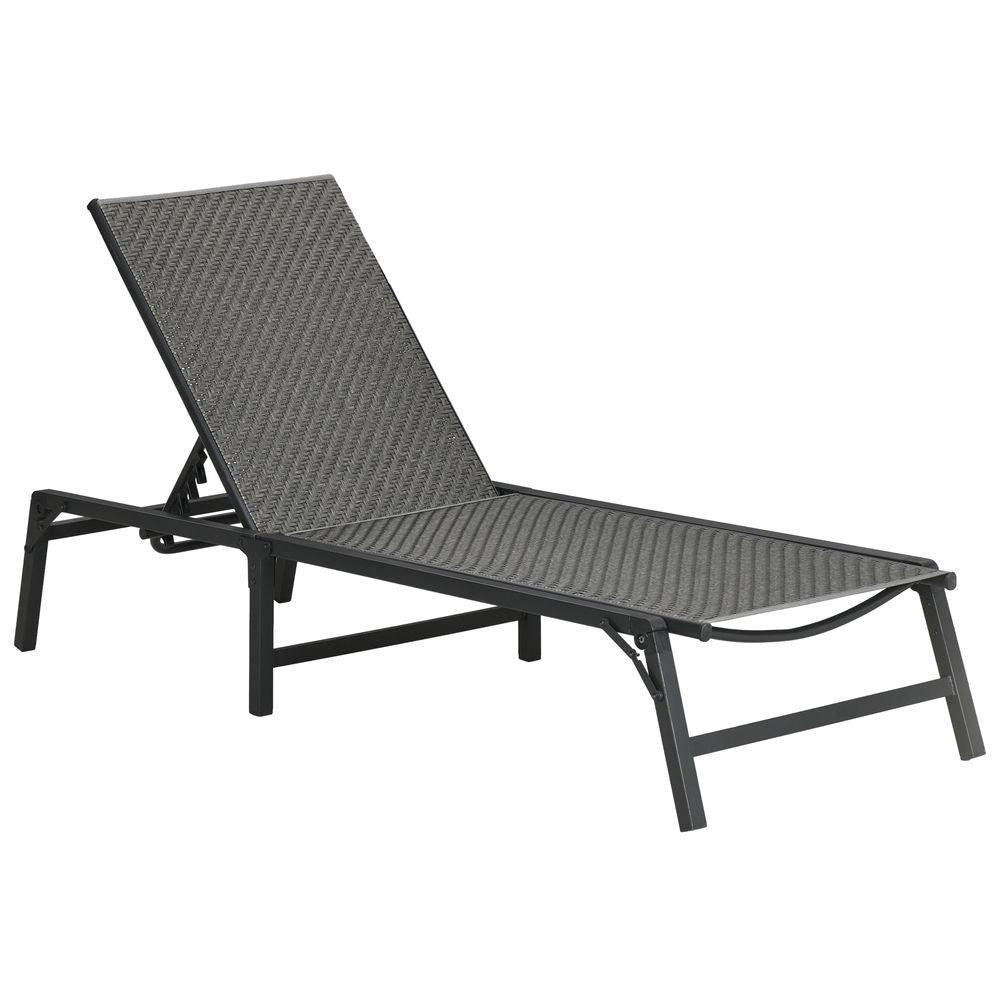 Outsunny Foldable PE Rattan Sun Lounger with 5-Level Adjustable Backrest - SGP Garden Ltd