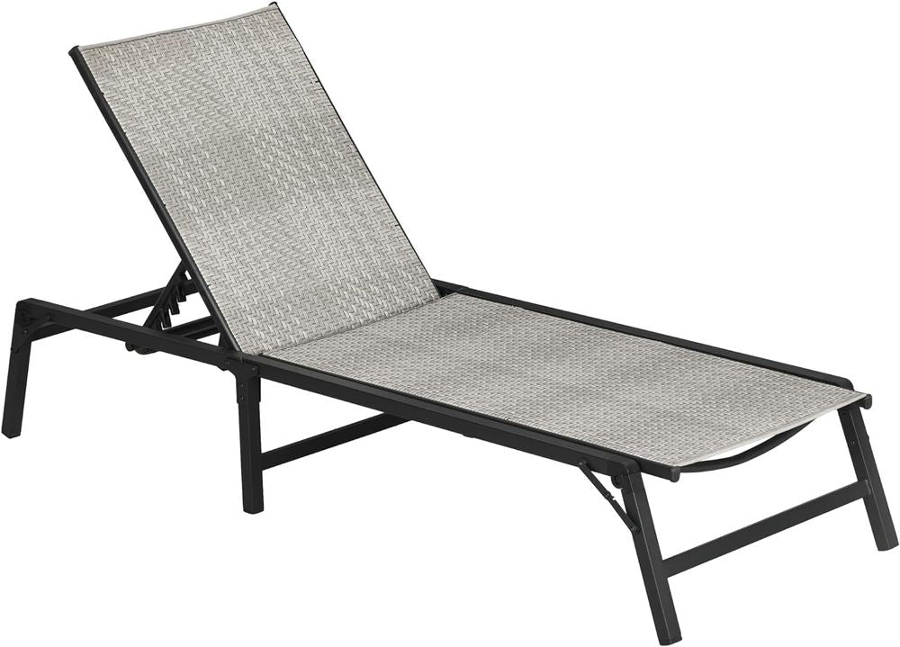 Outsunny Foldable PE Rattan Sun Lounger with 5-Level Adjustable Backrest - SGP Garden Ltd