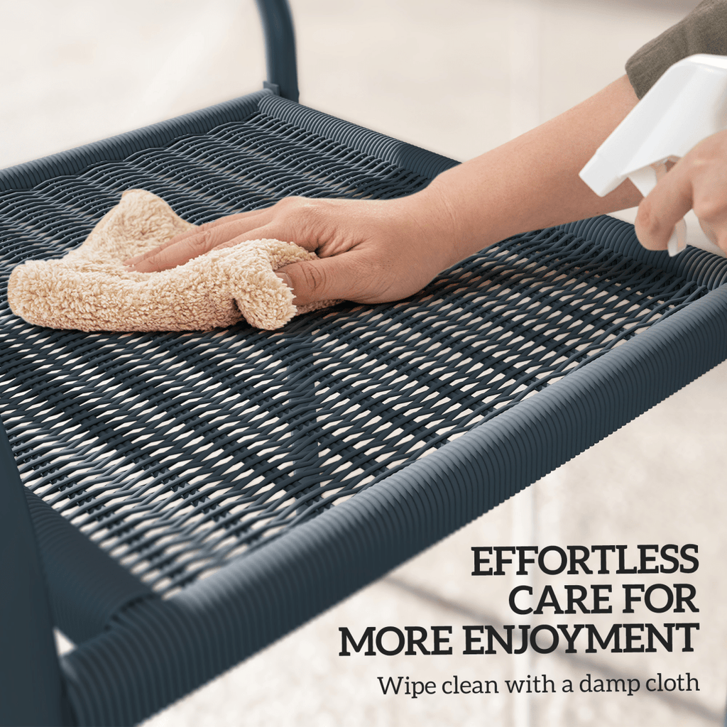 Outsunny Garden Chairs Set of 4, Stackable & Rattan Effect, Dark Grey - SGP Garden Ltd