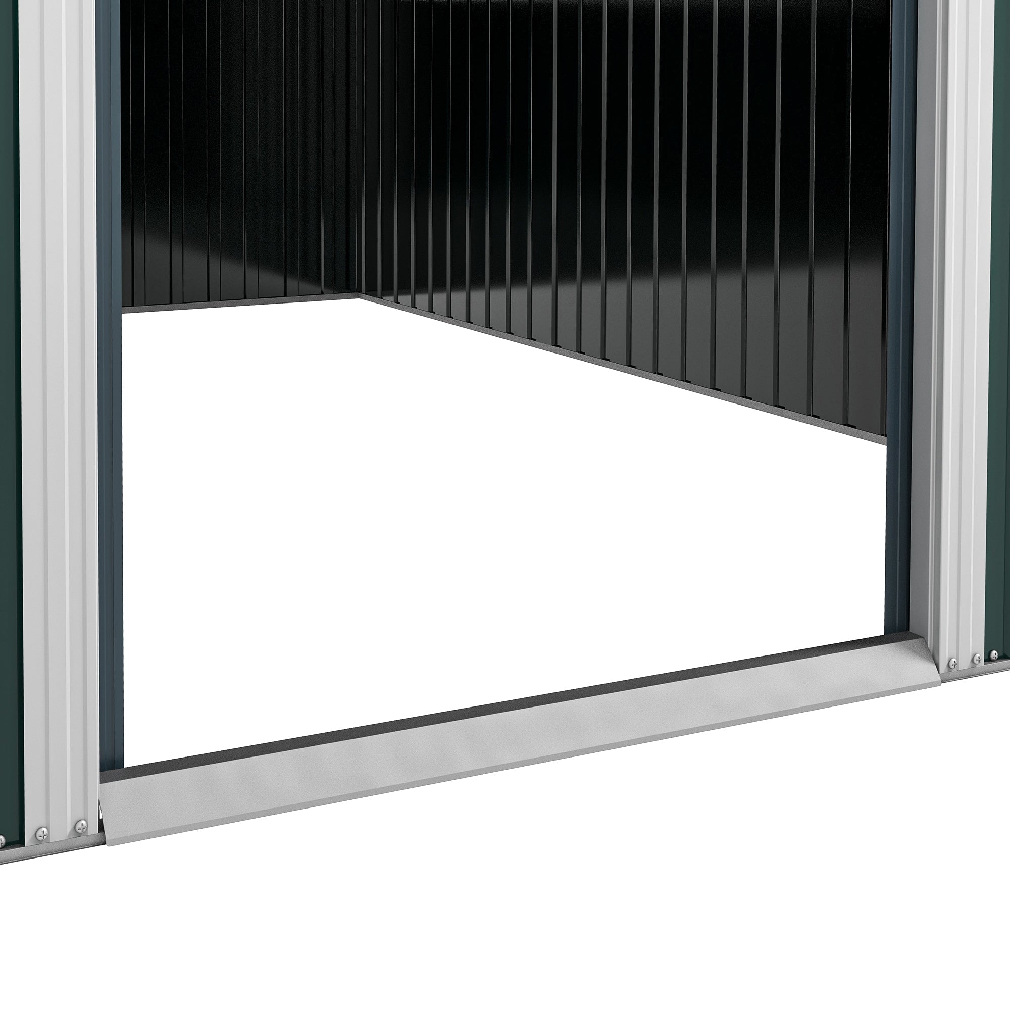 Outsunny Garden Metal Storage Shed Outdoor Metal Tool House with Double Sliding Doors and 2 Air Vents, 11.3x9.2ft, Green - SGP Garden Ltd