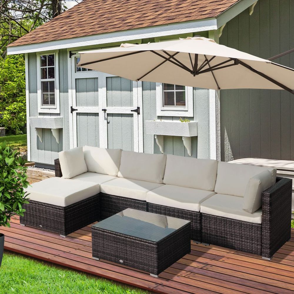 Garden Patio Rattan Furniture 6 pcs Wicker Weave Conservatory Sofa Chairs Table Set