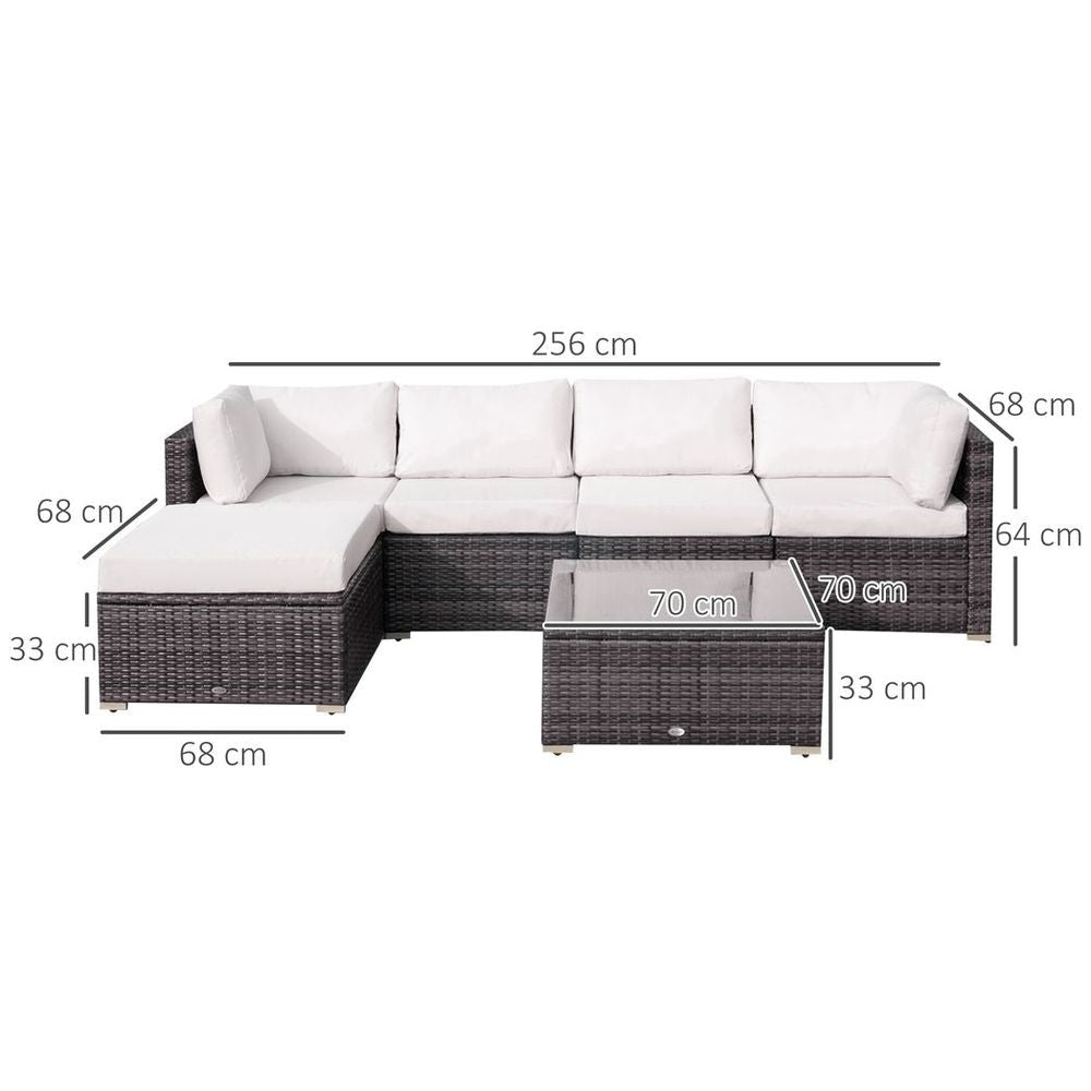 Garden Patio Rattan Furniture 6 pcs Wicker Weave Conservatory Sofa Chairs Table Set