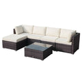 Garden Patio Rattan Furniture 6 pcs Wicker Weave Conservatory Sofa Chairs Table Set