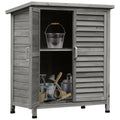 Outsunny Garden Shed Wooden Garden Storage Shed 2 Door Unit Solid Fir Wood Garage Tool Organisation Cabinet, 87L x 46.5W x 96.5Hcm, Grey - SGP Garden Ltd
