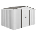 Outsunny Garden Storage Shed, Metal Outdoor Storage Shed House with Foundation Kit, Ventilation, Doors, 9 x 6FT, Silver - SGP Garden Ltd