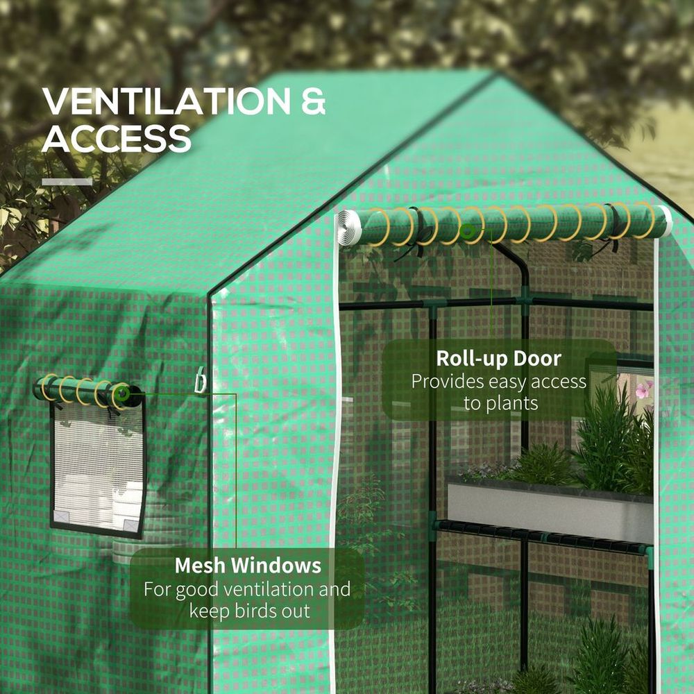 Outsunny Greenhouse Cover Replacement w/ Door & Mesh Windows, Green - Durable & UV-Resistant - SGP Garden Ltd