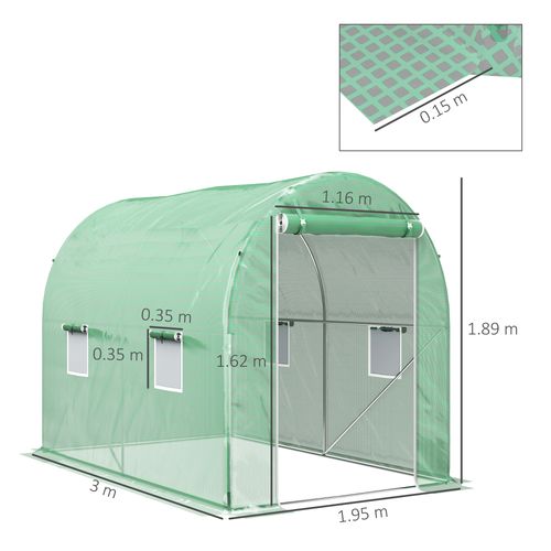 Outsunny Greenhouse Polytunnel Walk-in Grow Plant Steel 3 x 2 m Outdoor - SGP Garden Ltd