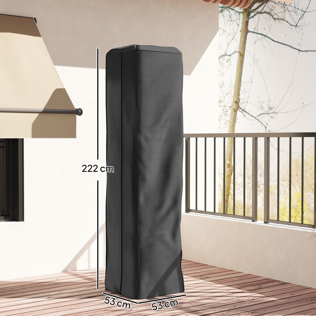 Outsunny Heavy Duty Gas Pyramid Patio Heater Cover, Full Length Outdoor Heater Cover Protector, UPF 30+ Oxford Fabric with Zipper, Black - SGP Garden Ltd