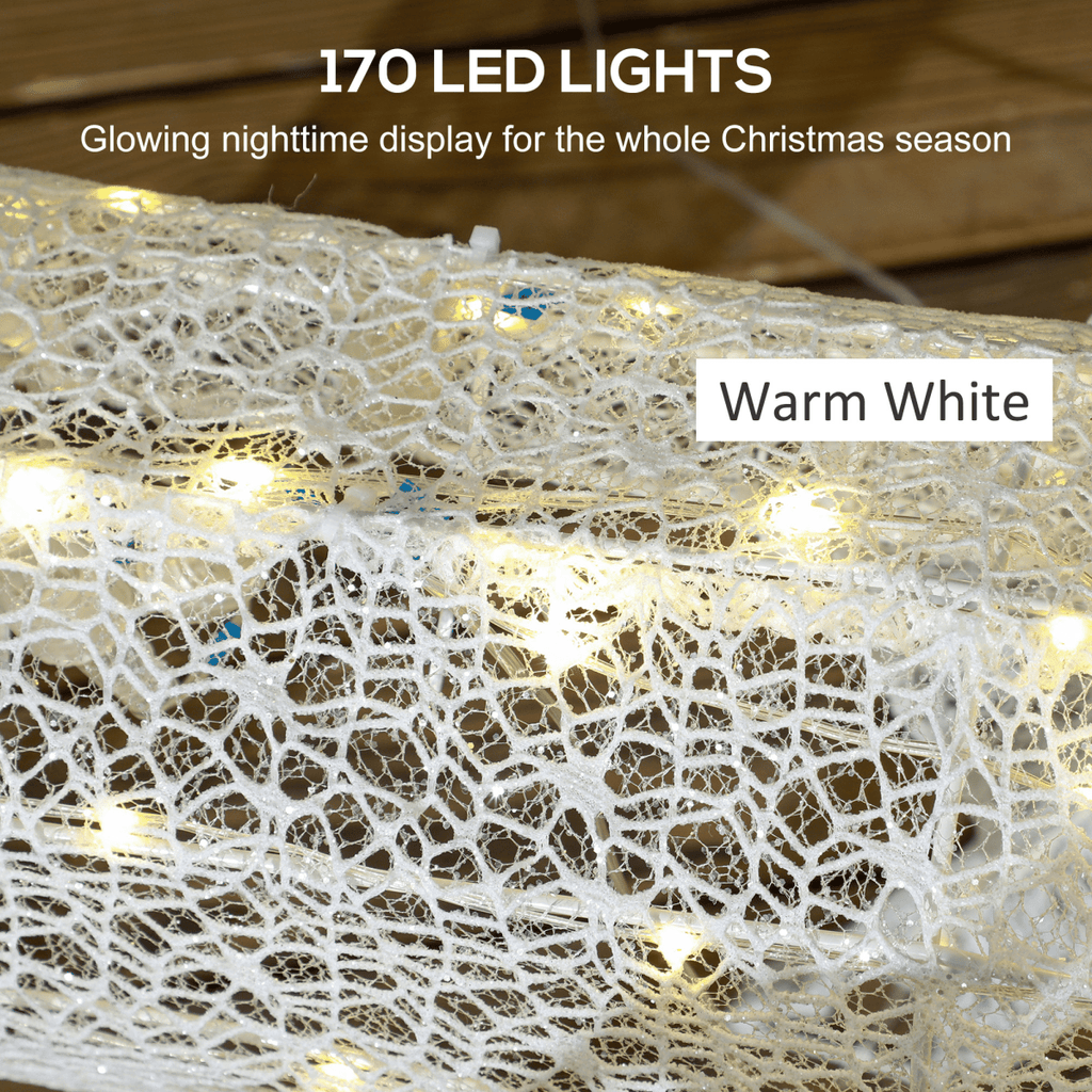 Outsunny Light Up Reindeer & Sleigh Christmas Decoration w/ 170 LED Lights - SGP Garden Ltd