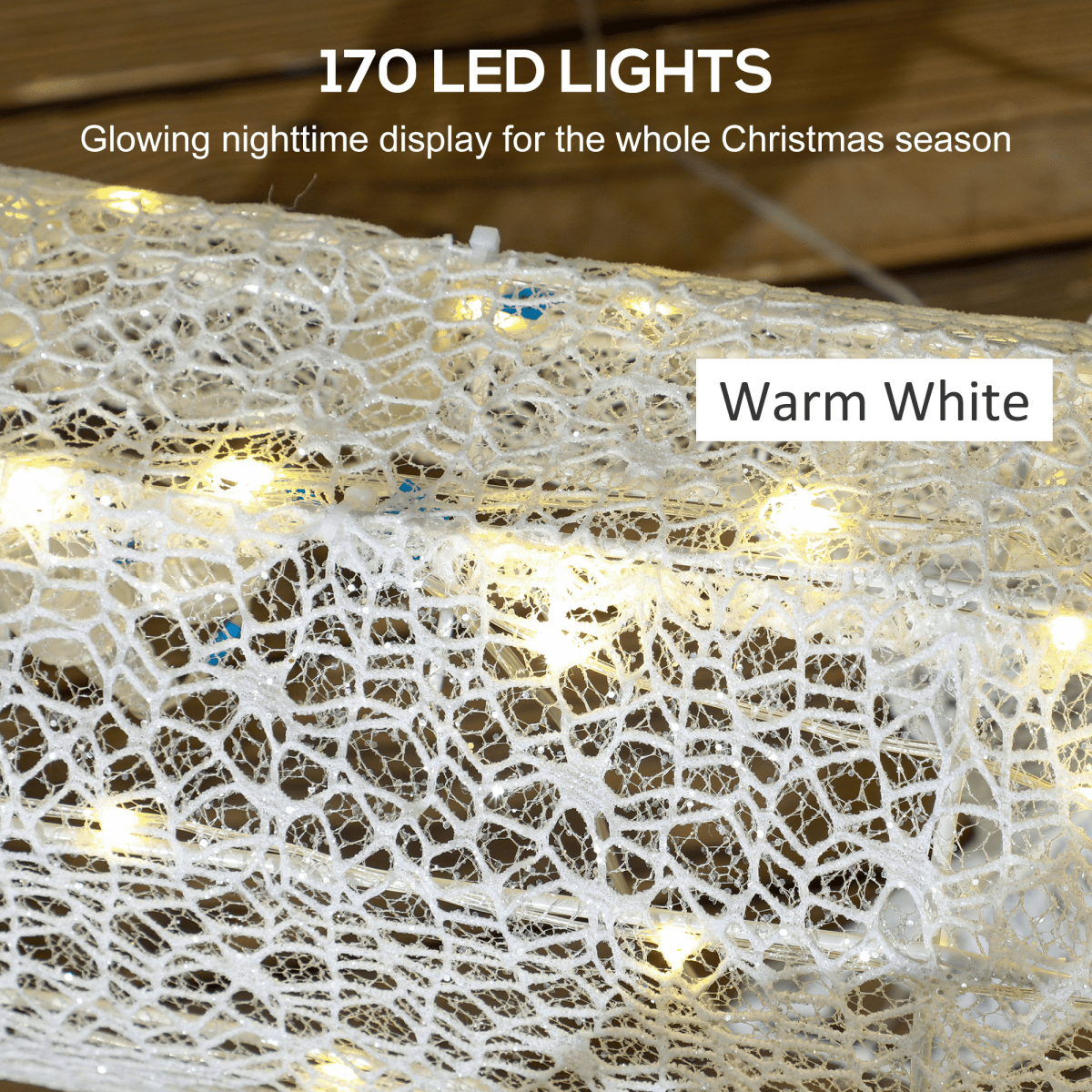Outsunny Light Up Reindeer & Sleigh Christmas Decoration w/ 170 LED Lights - SGP Garden Ltd
