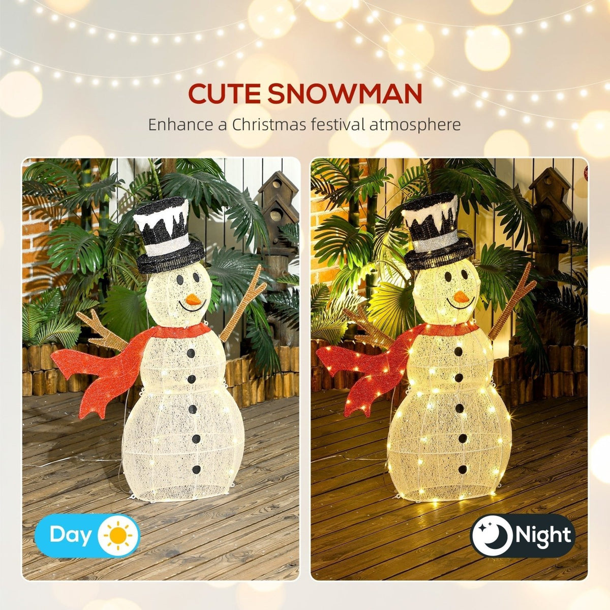 Outsunny Lighted Christmas Snowman Waterproof Outdoor Christmas Decorations - SGP Garden Ltd