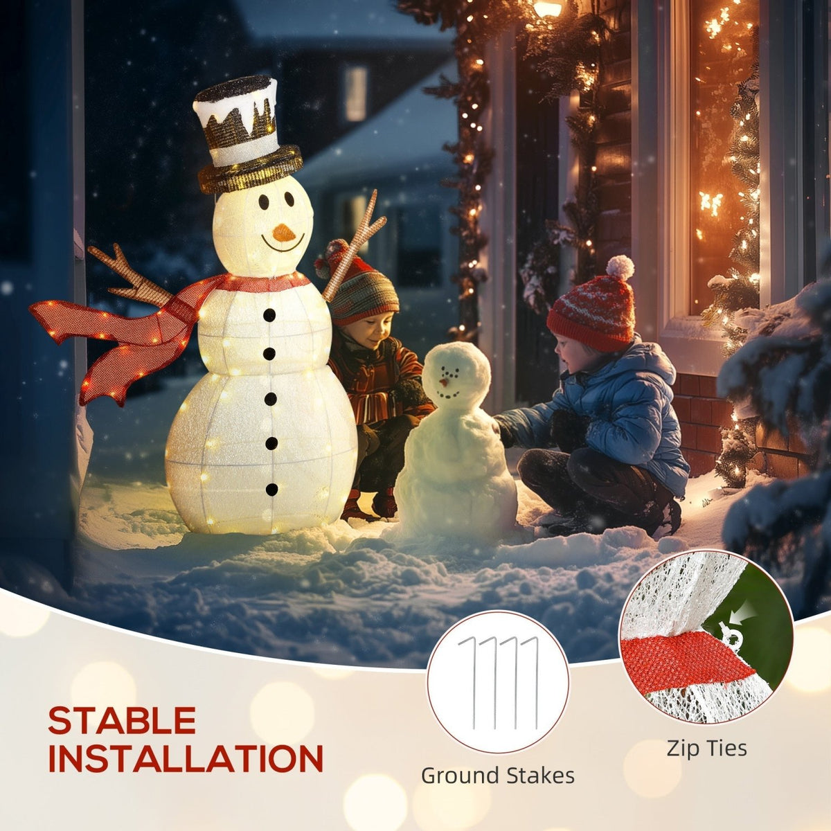 Outsunny Lighted Christmas Snowman Waterproof Outdoor Christmas Decorations - SGP Garden Ltd