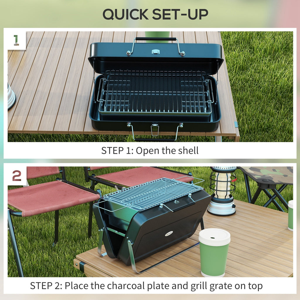 Outsunny Metal Suitable-Style Portable BBQ Grill - Black - SGP Garden Ltd