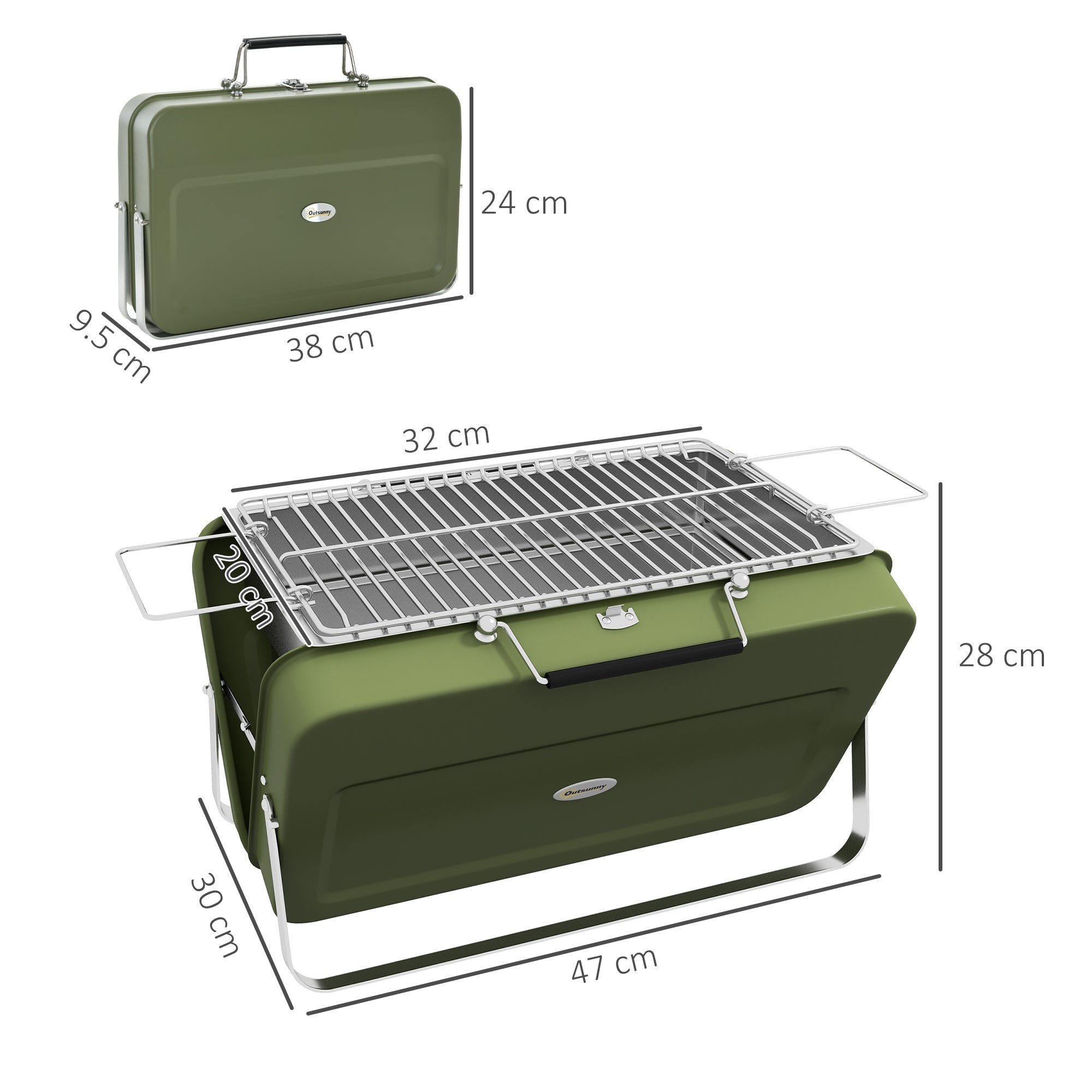 Outsunny Metal Suitable-Style Portable BBQ Grill - Green - SGP Garden Ltd