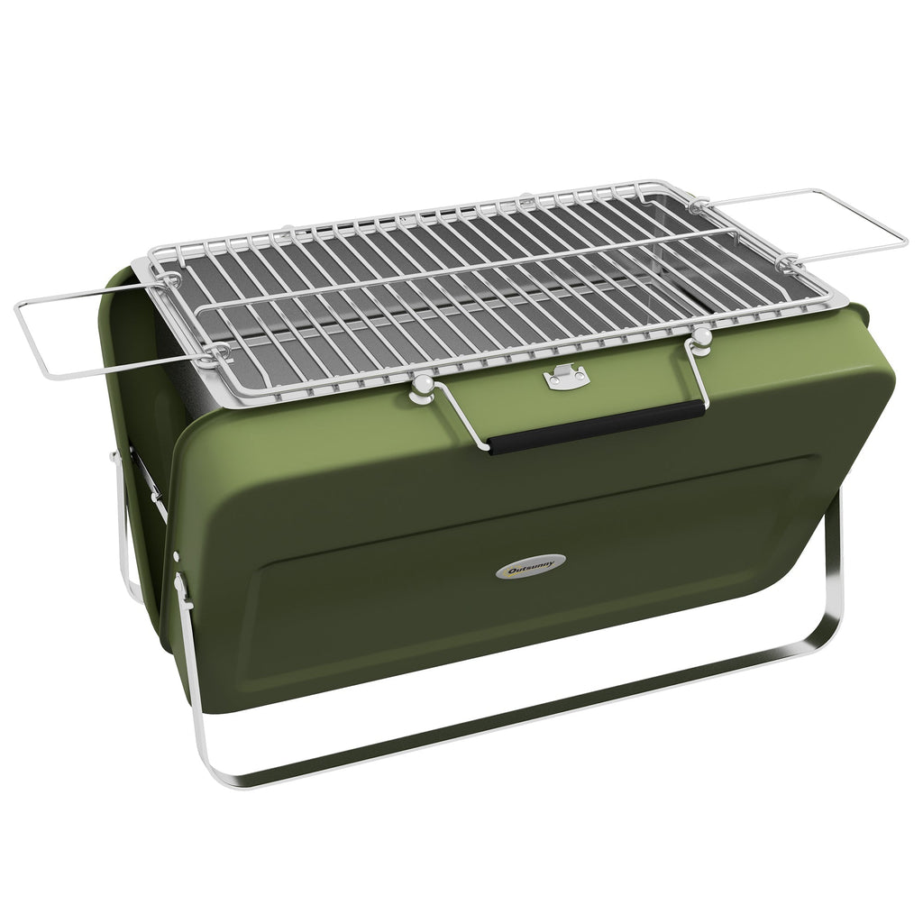 Outsunny Metal Suitable-Style Portable BBQ Grill - Green - SGP Garden Ltd