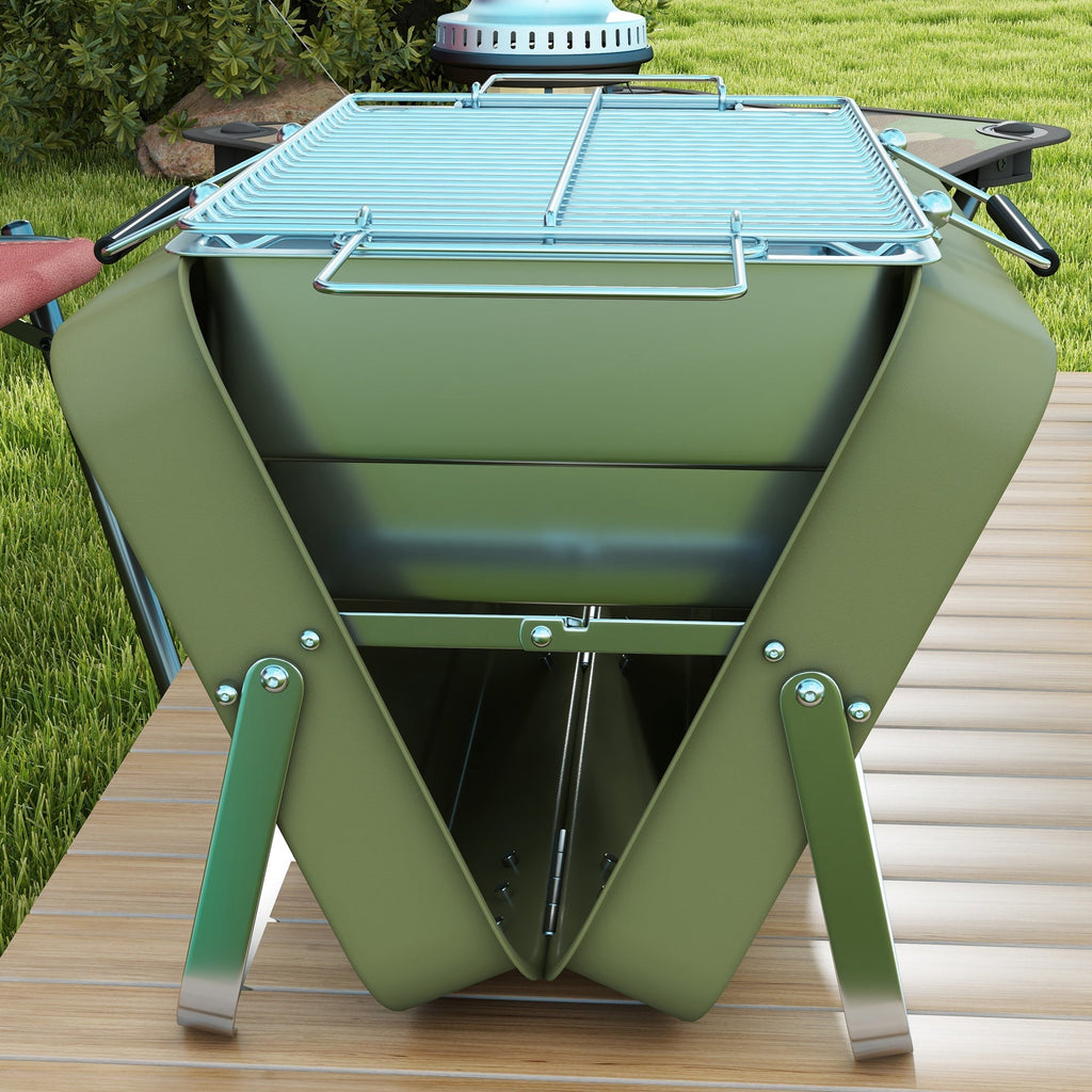 Outsunny Metal Suitable-Style Portable BBQ Grill - Green - SGP Garden Ltd