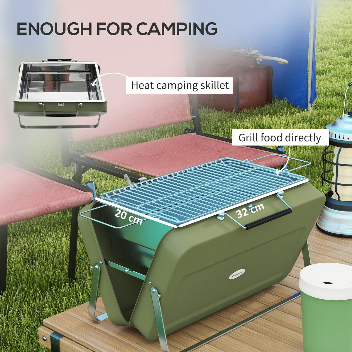 Outsunny Metal Suitable-Style Portable BBQ Grill - Green - SGP Garden Ltd