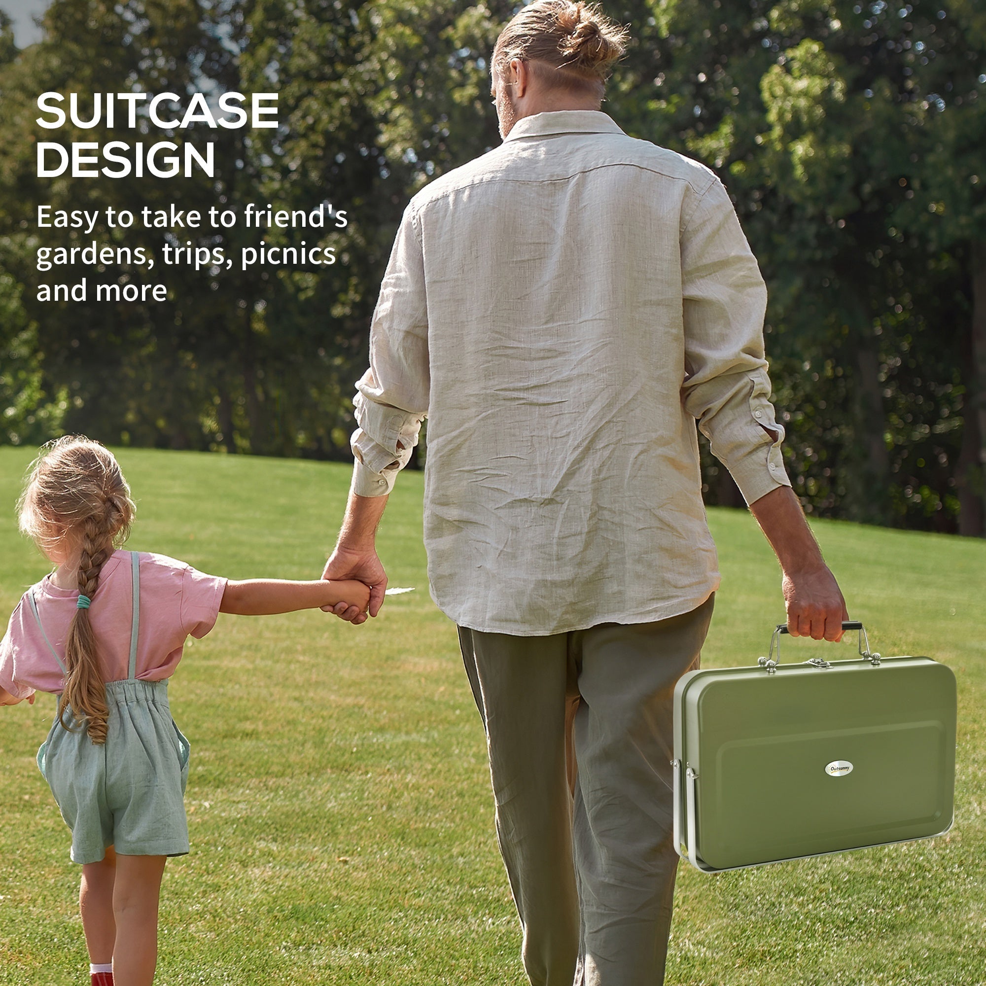 Outsunny Metal Suitable-Style Portable BBQ Grill - Green - SGP Garden Ltd