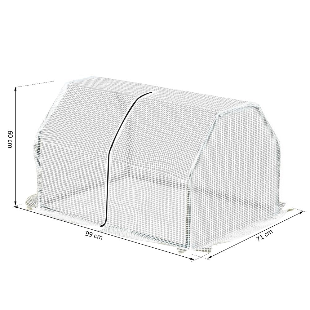 Outsunny Mini Greenhouse Grow House PVC Cover Steel Frame White 99L x 71W x 60H cm - SGP Garden Ltd