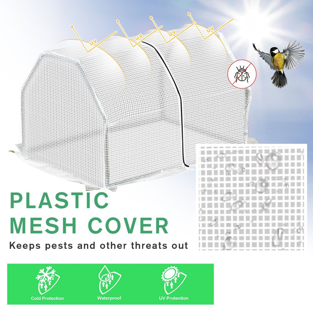Outsunny Mini Greenhouse Grow House PVC Cover Steel Frame White 99L x 71W x 60H cm - SGP Garden Ltd
