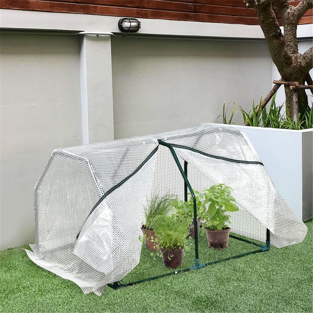 Outsunny Mini Greenhouse Grow House PVC Cover Steel Frame White 99L x 71W x 60H cm - SGP Garden Ltd
