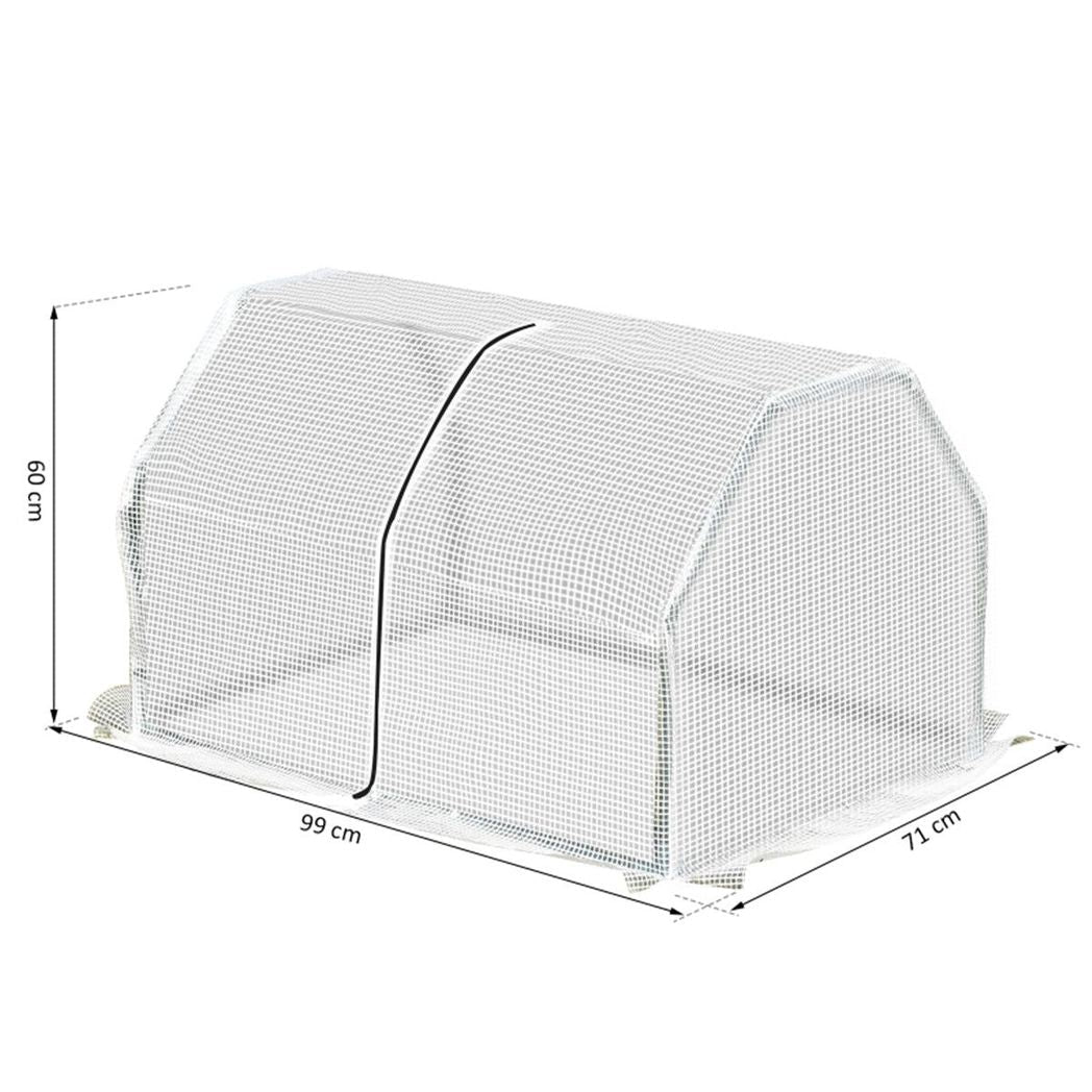 Outsunny Mini Greenhouse Grow House PVC Cover Steel Frame White 99L x 71W x 60H cm - SGP Garden Ltd