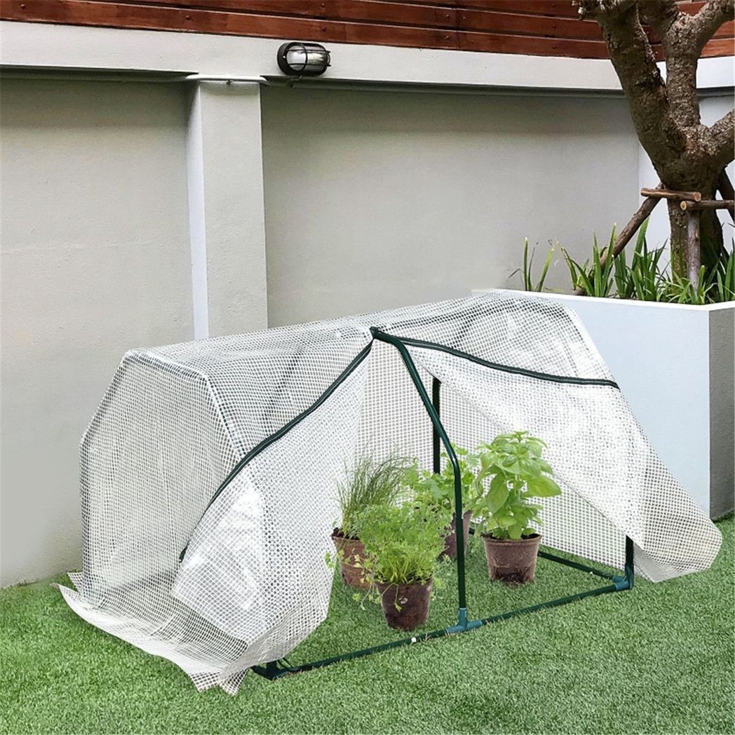 Outsunny Mini Greenhouse Grow House PVC Cover Steel Frame White 99L x 71W x 60H cm - SGP Garden Ltd