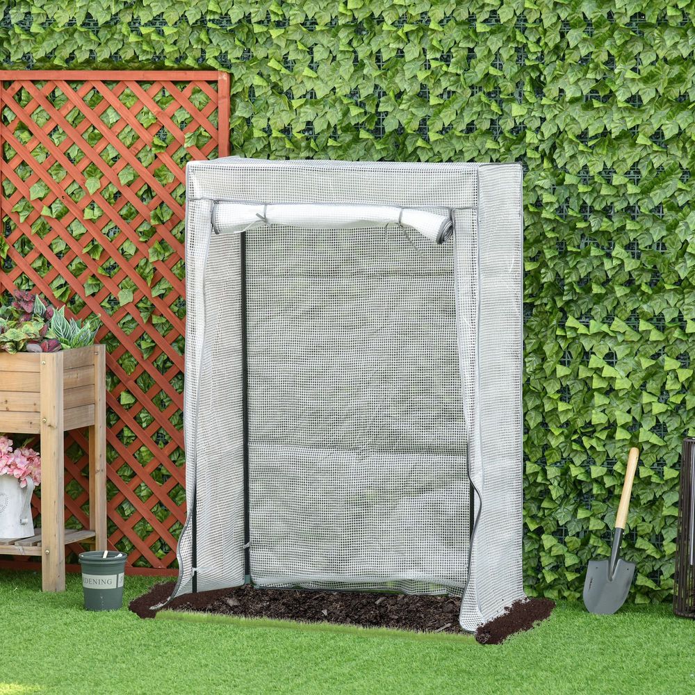 Outsunny Mini Greenhouse - Steel Frame, PE Cover, Roll-up Door - 100 x 50 x 150cm - SGP Garden Ltd