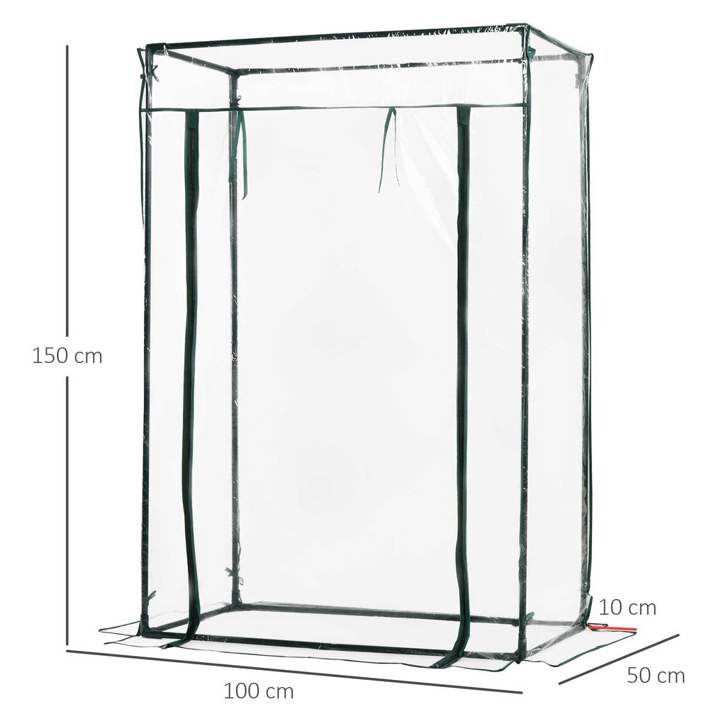 Outsunny Mini Greenhouse - Steel Frame, PE Cover, Roll-up Door - 100 x 50 x 150cm - SGP Garden Ltd