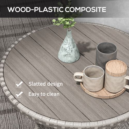 Outsunny Outdoor PE Rattan Dining Table w/ Wood-plastic Composite Top, Grey - SGP Garden Ltd