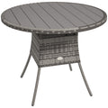 Outsunny Outdoor PE Rattan Dining Table w/ Wood-plastic Composite Top, Grey - SGP Garden Ltd