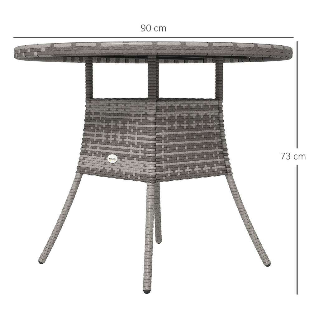 Outsunny Outdoor PE Rattan Dining Table w/ Wood-plastic Composite Top, Grey - SGP Garden Ltd