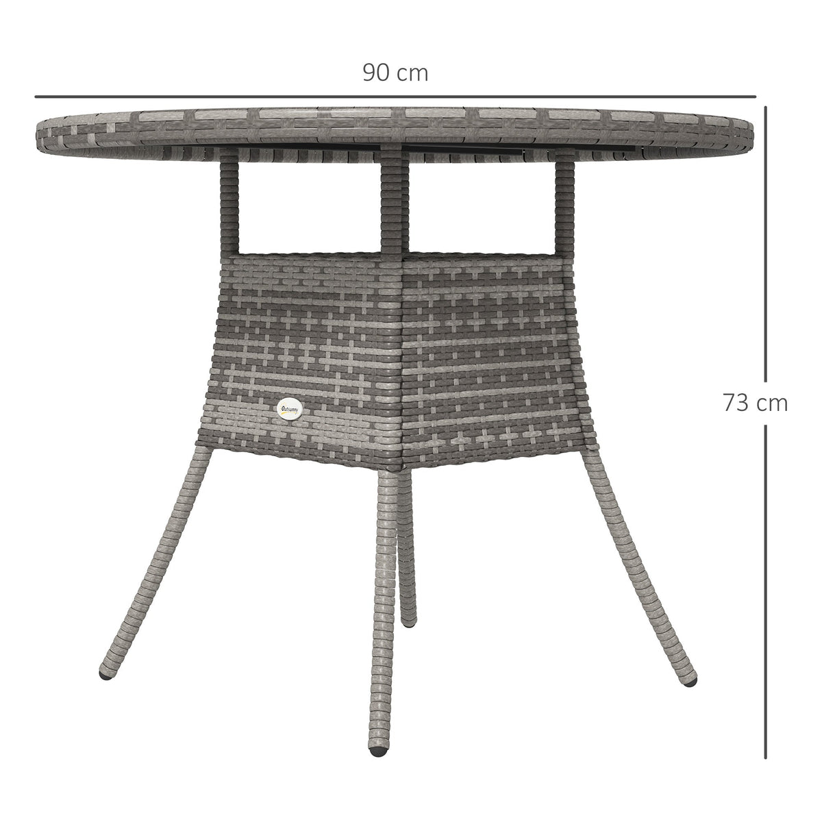 Outsunny Outdoor PE Rattan Dining Table w/ Wood-plastic Composite Top, Grey - SGP Garden Ltd