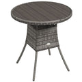 Outsunny Outdoor PE Rattan Dining Table w/ Wood-plastic Composite Top, Grey - SGP Garden Ltd