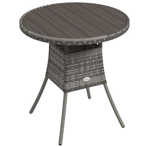 Outsunny Outdoor PE Rattan Dining Table w/ Wood-plastic Composite Top, Grey - SGP Garden Ltd