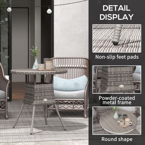 Outsunny Outdoor PE Rattan Dining Table w/ Wood-plastic Composite Top, Grey - SGP Garden Ltd