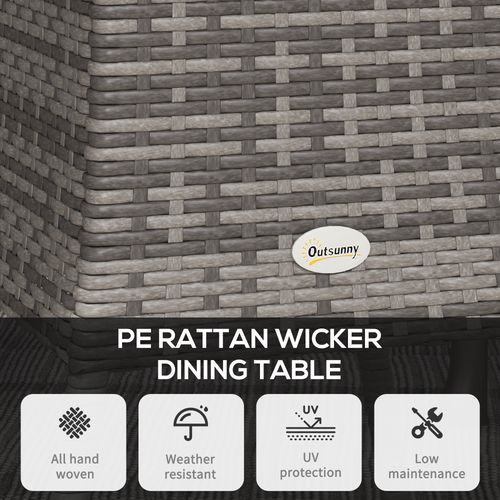 Outsunny Outdoor PE Rattan Dining Table w/ Wood-plastic Composite Top, Grey - SGP Garden Ltd