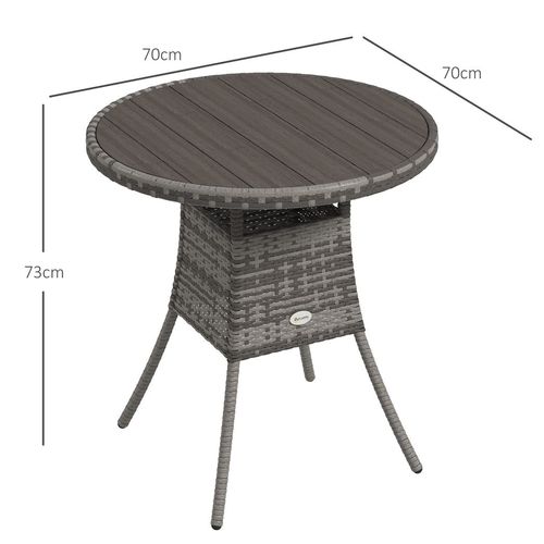 Outsunny Outdoor PE Rattan Dining Table w/ Wood-plastic Composite Top, Grey - SGP Garden Ltd