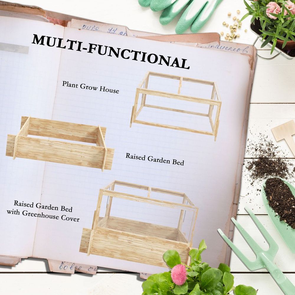 Outsunny Outdoor Raised Garden Bed with Cold Frame Greenhouse and Openable Top - SGP Garden Ltd