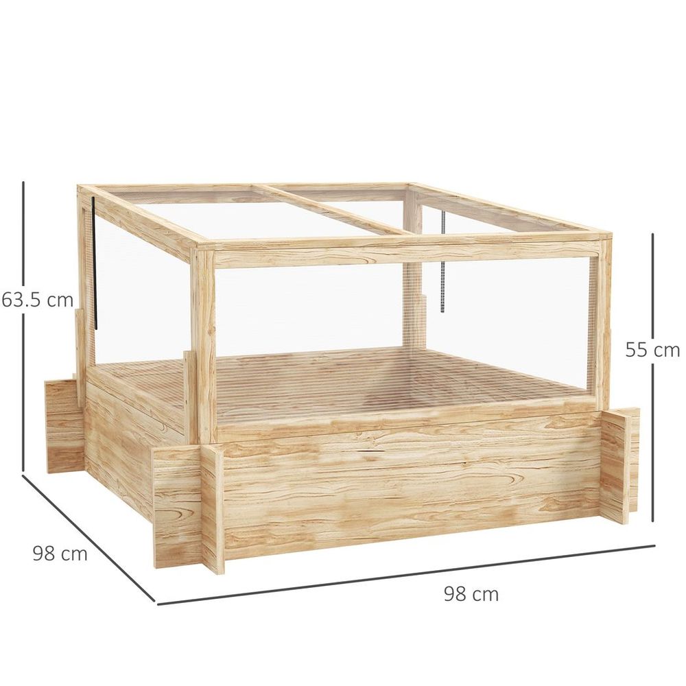 Outsunny Outdoor Raised Garden Bed with Cold Frame Greenhouse and Openable Top - SGP Garden Ltd