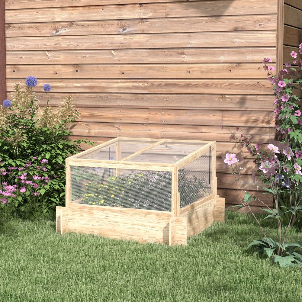 Outsunny Outdoor Raised Garden Bed with Cold Frame Greenhouse and Openable Top - SGP Garden Ltd