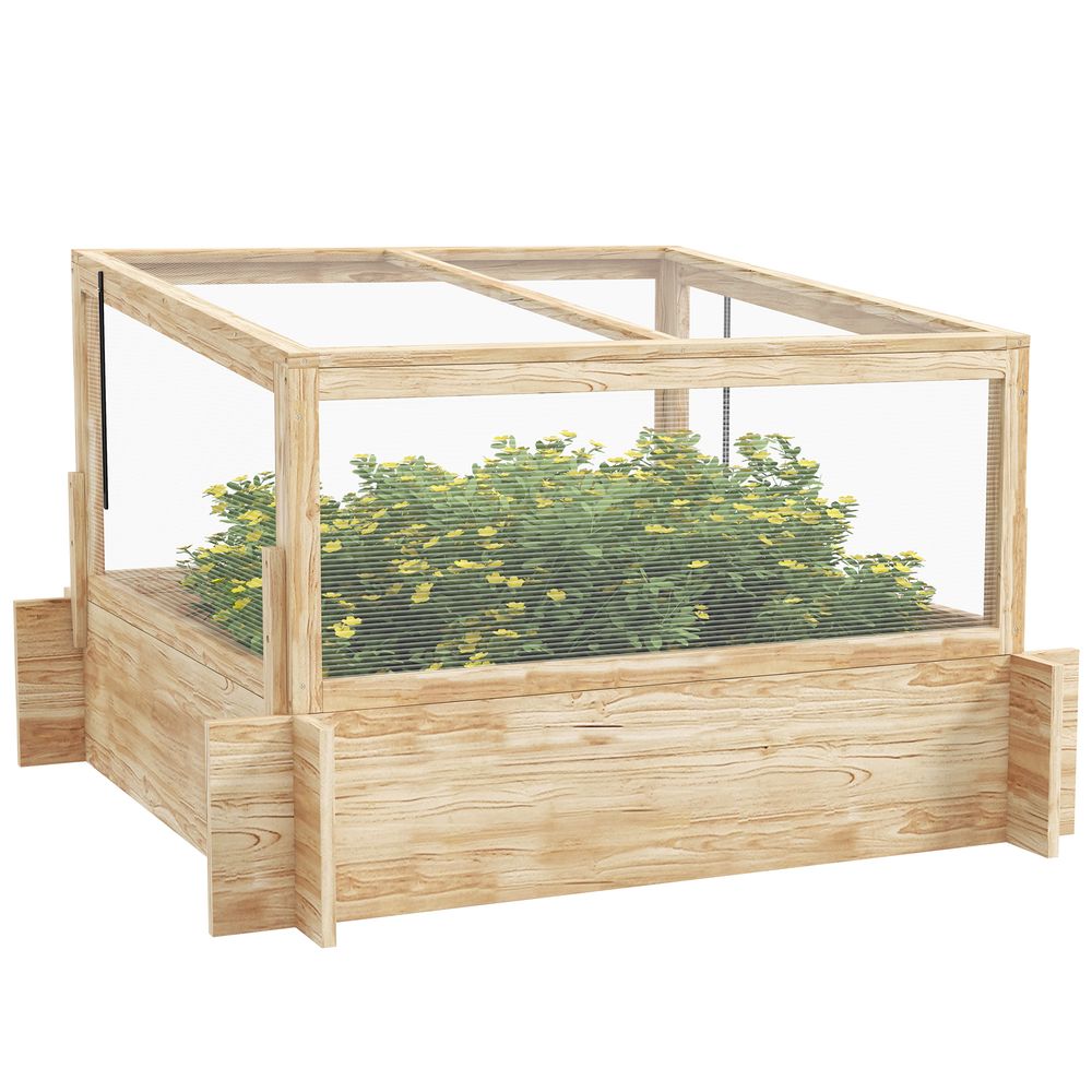 Outsunny Outdoor Raised Garden Bed with Cold Frame Greenhouse and Openable Top - SGP Garden Ltd