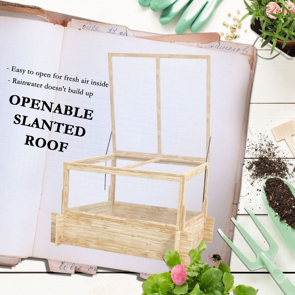 Outsunny Outdoor Raised Garden Bed with Cold Frame Greenhouse and Openable Top - SGP Garden Ltd