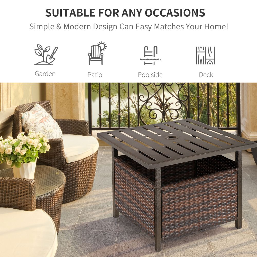 Outsunny Outdoor Rattan Coffee Table - Garden Backyard Essential - SGP Garden Ltd