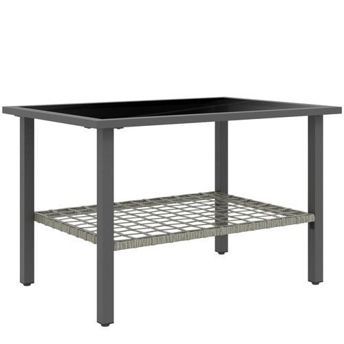Outsunny Outdoor Rattan Coffee Table, Rectangular Tea Side Table, Mixed-grey - SGP Garden Ltd