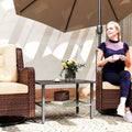 Outsunny Outdoor Rattan Coffee Table, Rectangular Tea Side Table, Mixed-grey - SGP Garden Ltd