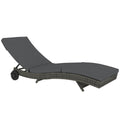 Outsunny Outdoor Rattan Sun Lounger with Reclining Back, Wheels, Dark Grey - SGP Garden Ltd