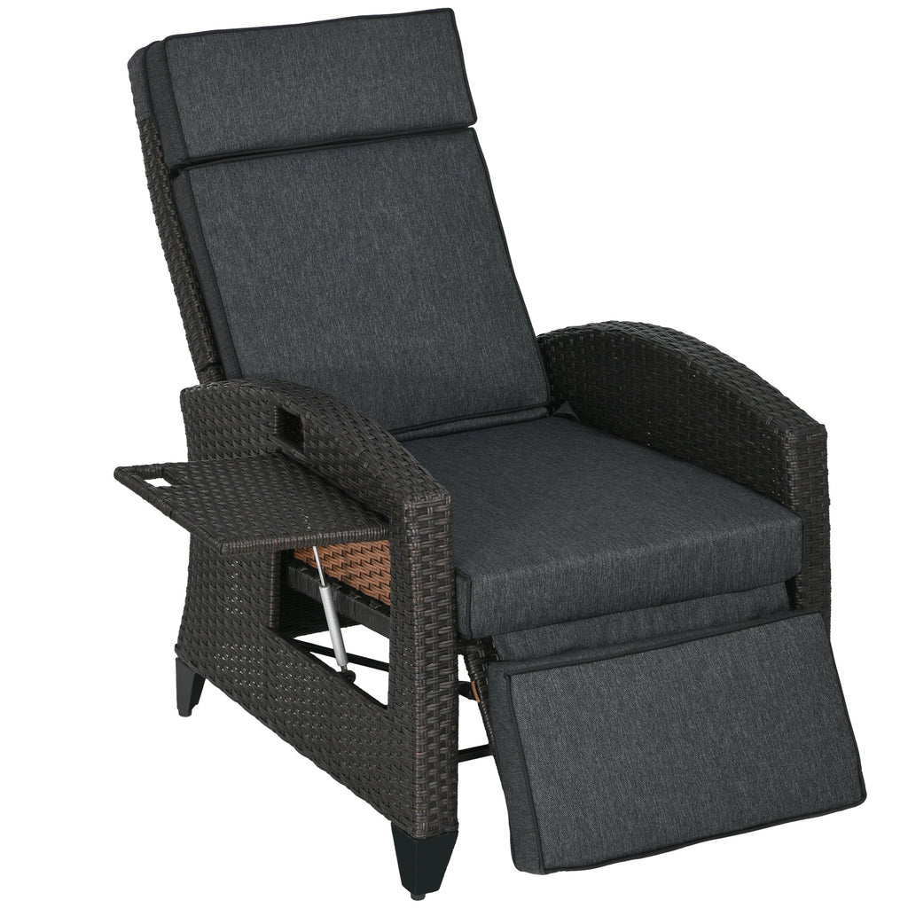 Outsunny Outdoor Recliner Chair with Cushion Rattan Reclining Lounge Chair - SGP Garden Ltd