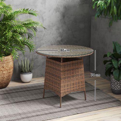 Outsunny Patio Furniture Rattan Garden Table with Umbrella Hole - SGP Garden Ltd